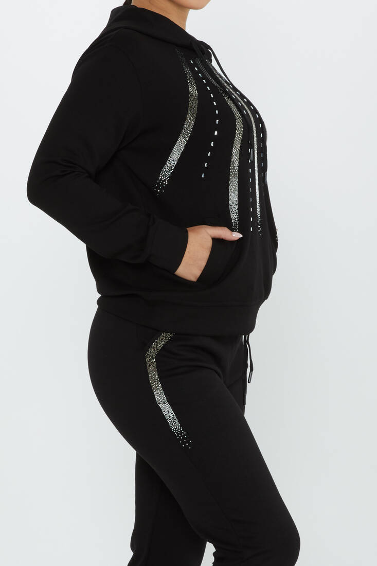 Women's Tracksuit Hooded Black - 17597 | KAZEE