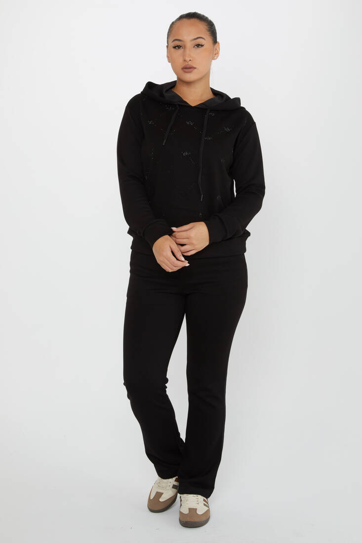 Women's Tracksuit Hooded Black - 17625 | KAZEE