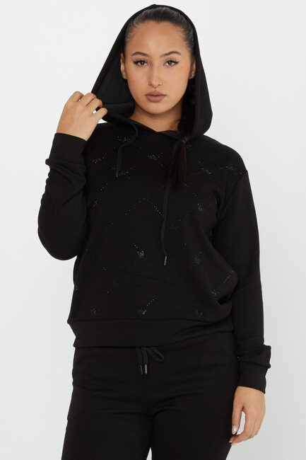 Women's Tracksuit Hooded Black - 17625 | KAZEE - Thumbnail