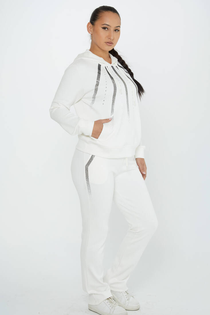 Women's Tracksuit Hooded Ecru - 17597 | KAZEE