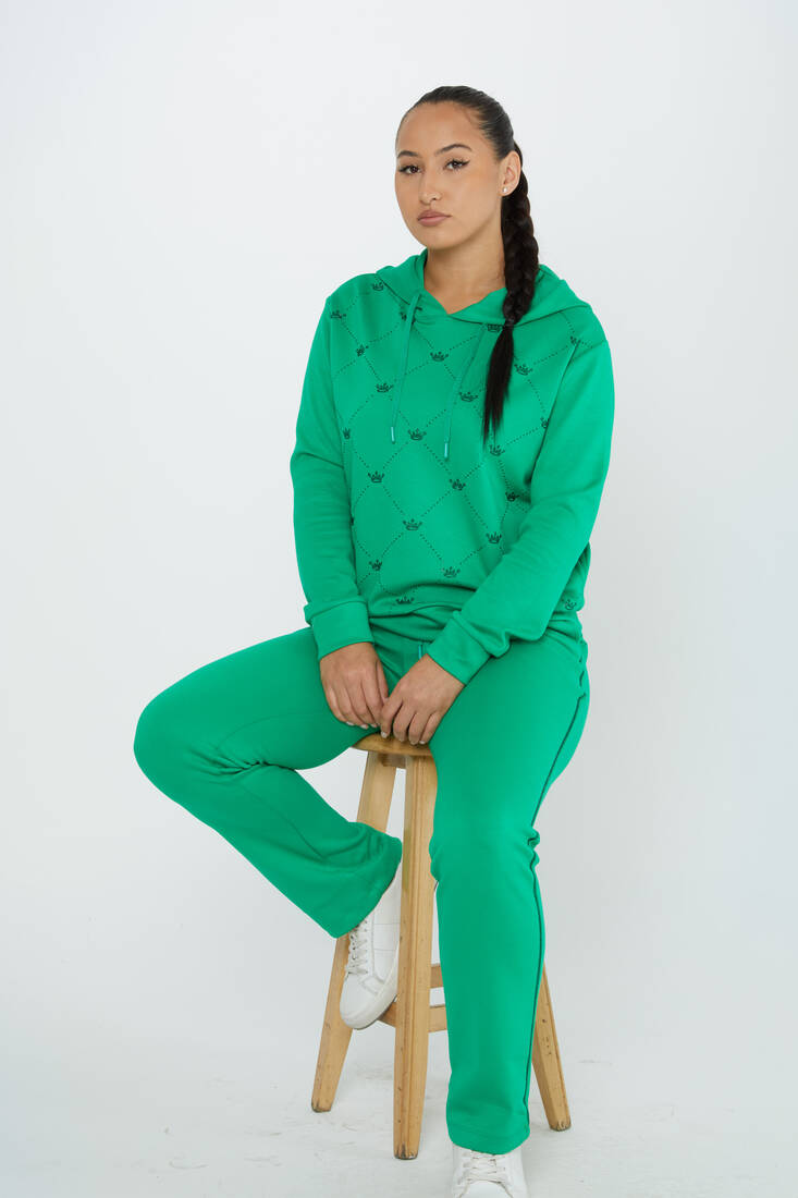 Women's Tracksuit Hooded Pistachio Green - 17625 | KAZEE