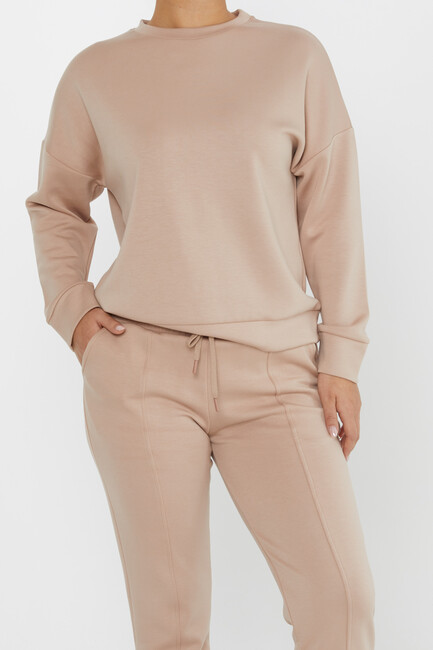 Women's Tracksuit Long Sleeve Beige - 17579 | KAZEE - Thumbnail