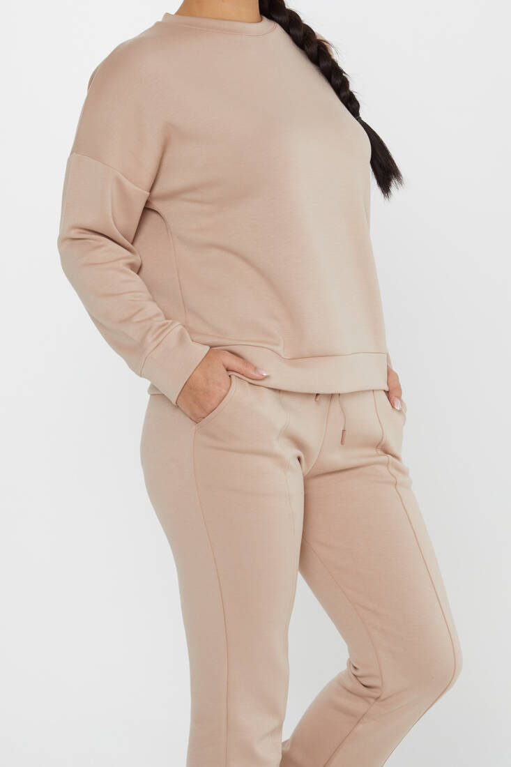 Women's Tracksuit Long Sleeve Beige - 17579 | KAZEE