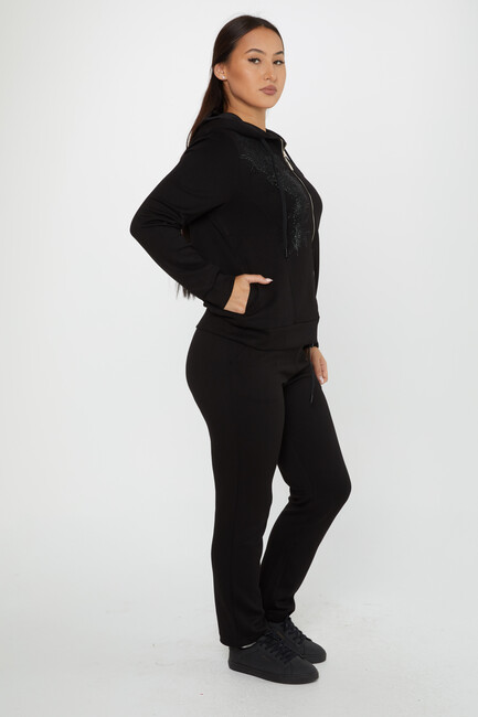 Women's Tracksuit Stone Detail Black - 17560 | KAZEE - Thumbnail