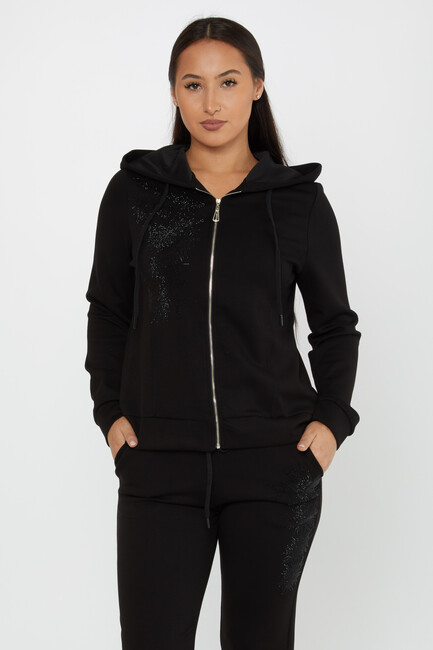 Women's Tracksuit Stone Detail Black - 17560 | KAZEE - Thumbnail