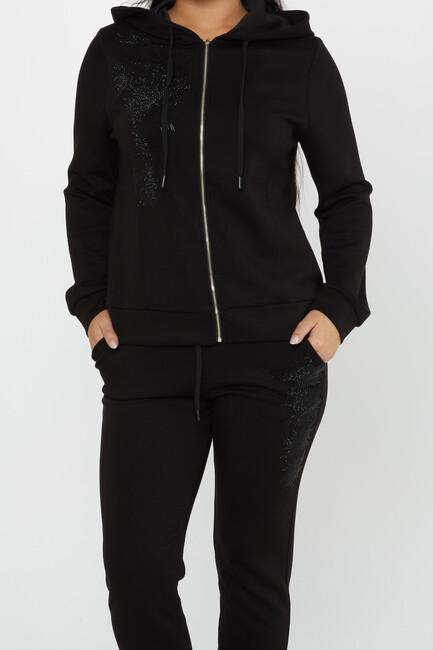 Women's Tracksuit Stone Detail Black - 17560 | KAZEE - Thumbnail