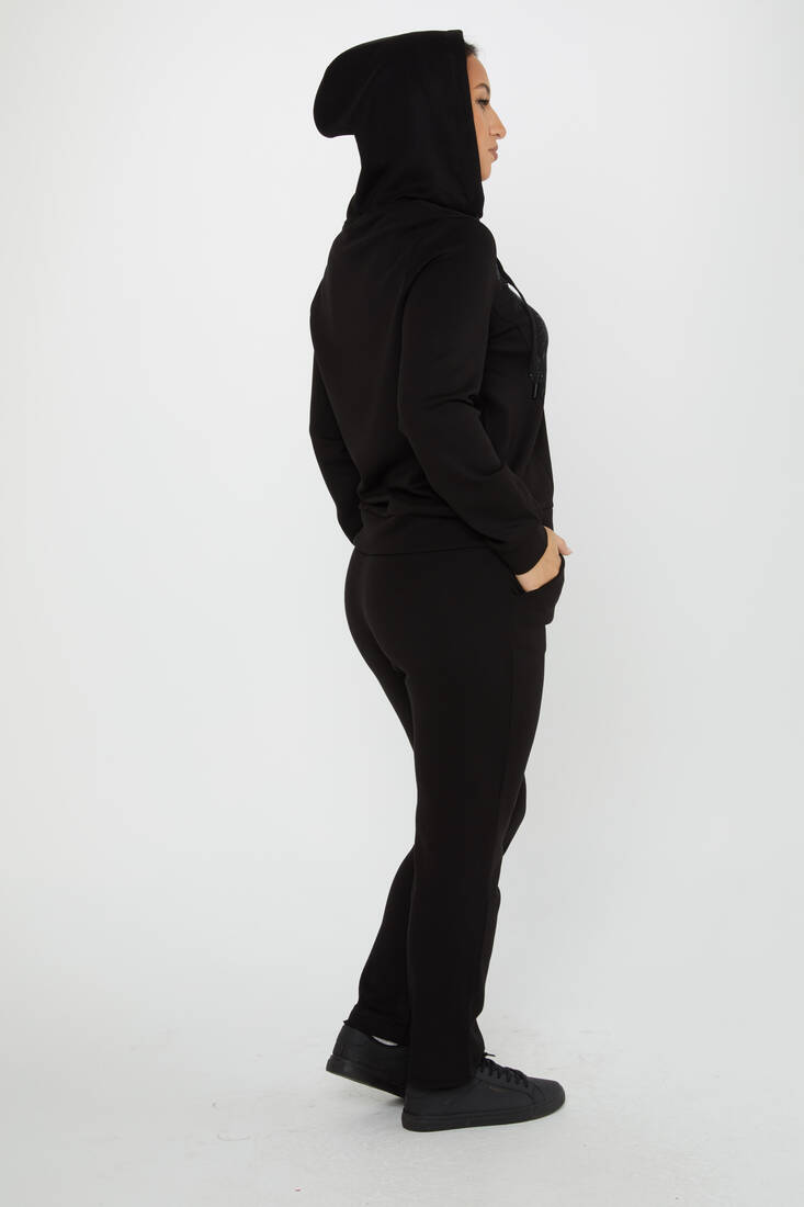 Women's Tracksuit Stone Detail Black - 17560 | KAZEE