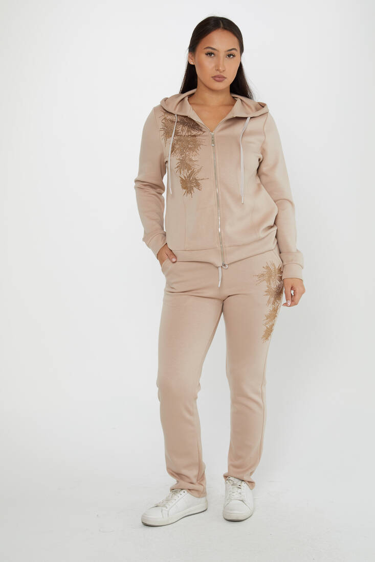 Women's Tracksuit Stone Detail Mink - 17560 | KAZEE