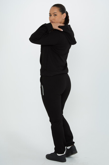 Women's Tracksuit Stone Detailed Black - 17591 | KAZEE - Thumbnail