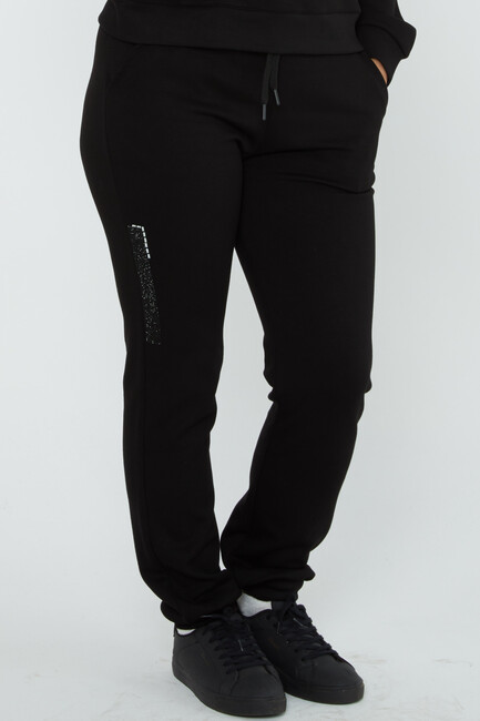 Women's Tracksuit Stone Detailed Black - 17591 | KAZEE - Thumbnail