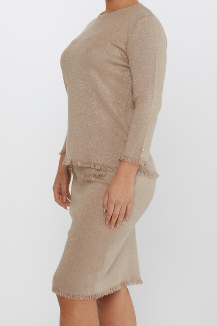 Women's Two Piece Suit Pocket Detail Beige - 30868 | KAZEE - Thumbnail