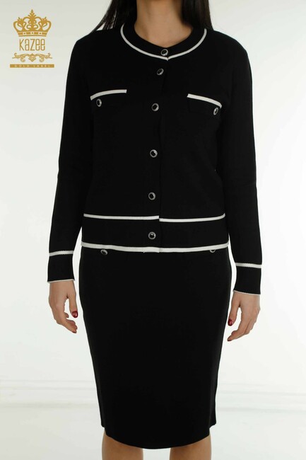 Women's Two Piece Suit Pocket Detail Black - 30867 | KAZEE - Thumbnail