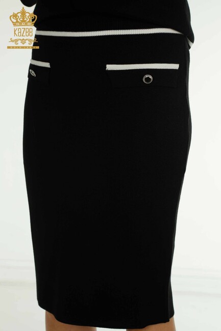 Women's Two Piece Suit Pocket Detail Black - 30867 | KAZEE - Thumbnail