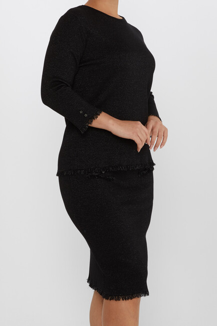 Women's Two Piece Suit Pocket Detail Black - 30868 | KAZEE - Thumbnail