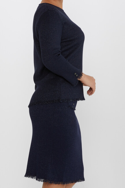 Women's Two Piece Suit Pocket Detail Navy Blue - 30868 | KAZEE - Thumbnail